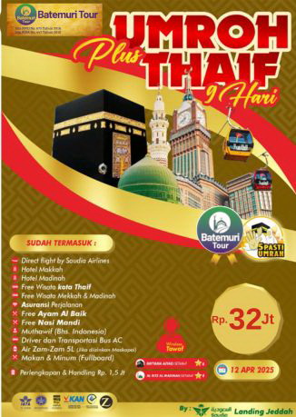 Umrah Plus Taif, BTT Ahz, 9hr , Keberangkatan 12 April 2025